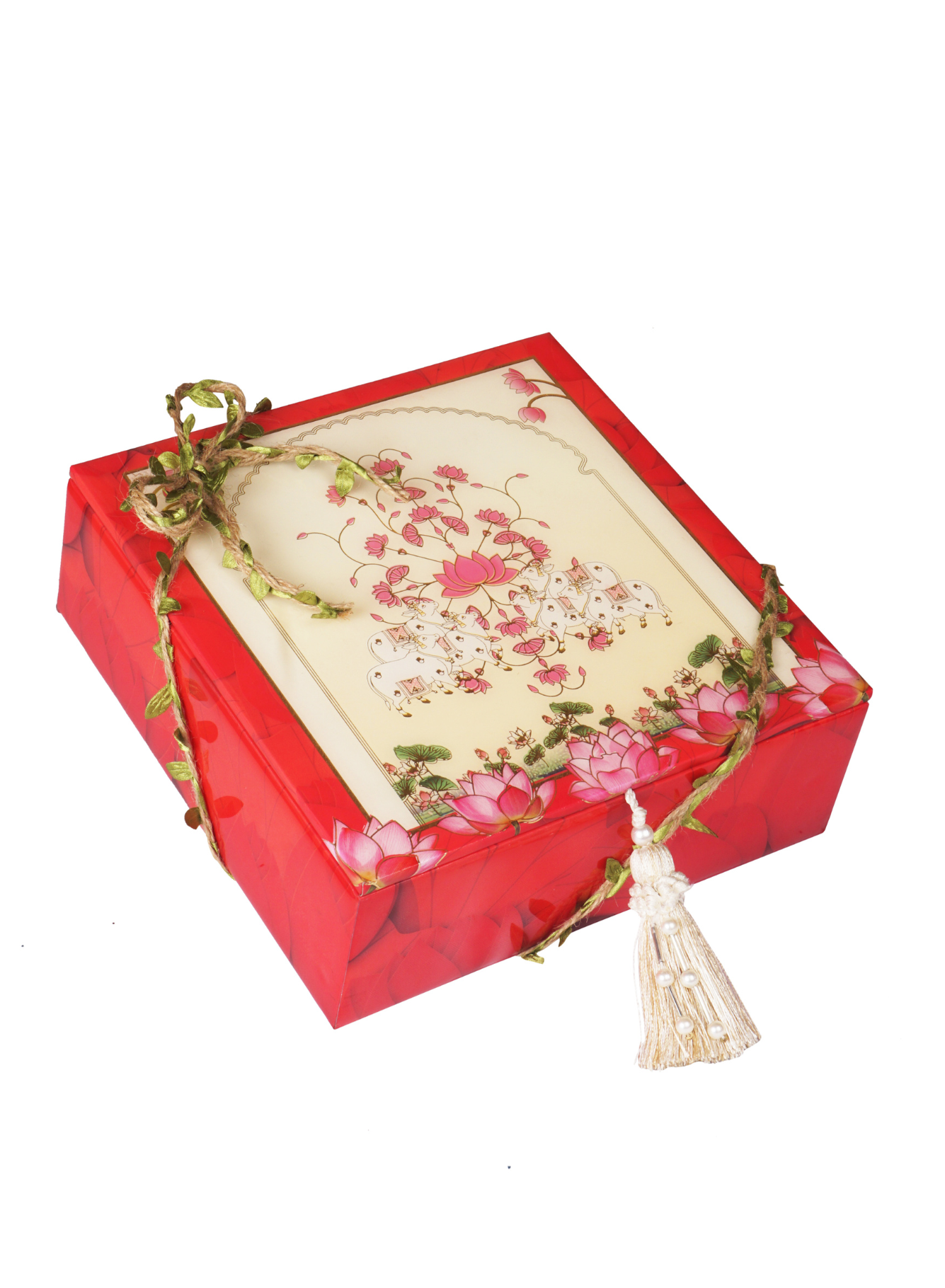 Khidri Dates with Fully Lacquered Pichvai Box (48 Individually Wrapped Pcs)