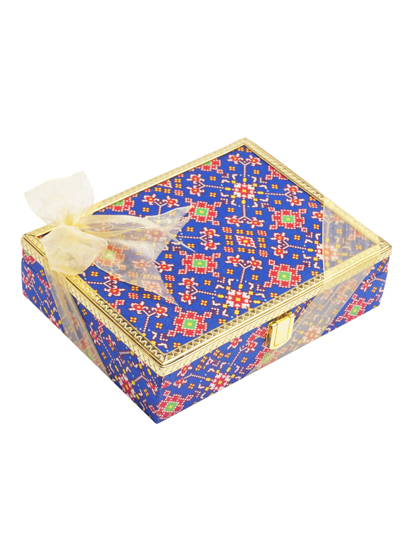 Medjoul Dates with Blue Patola MDF Box With Gold Leather Finish (15 Pcs)