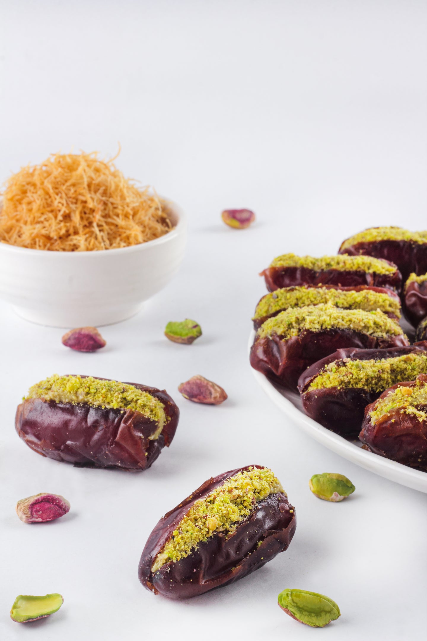Khidri Dates with Cashew Masala, Caramalised Walnut Crunch, Chocolate Crunch, Chocolate Almond Drizzle, Coffee Crunch, Cinnamon Crunch, Nutty Crunch, Rose Brittle, Sesame Crunch, Caramalised Pecan Crunch