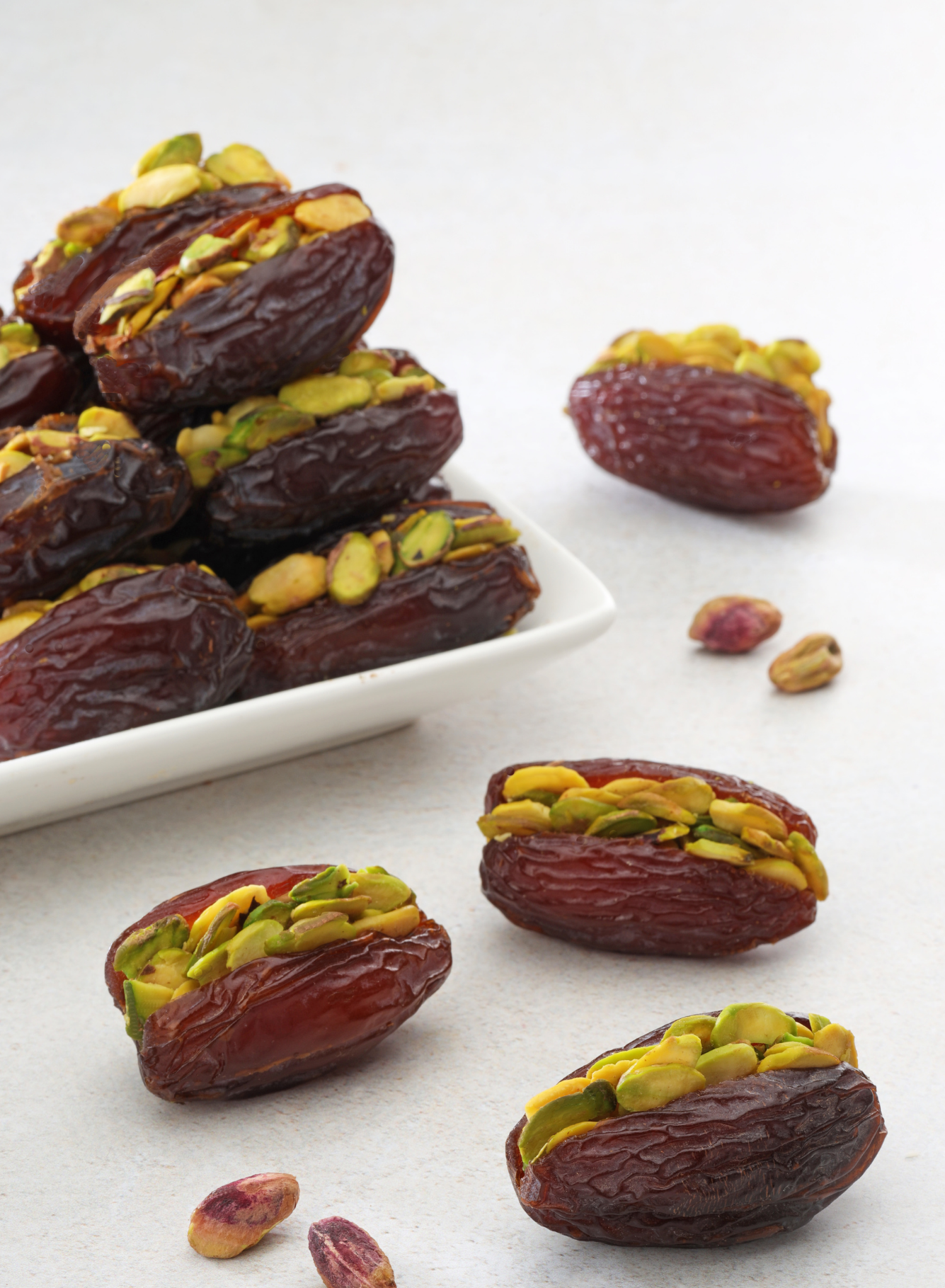 Medjoul Dates with Flaked Pistachios
